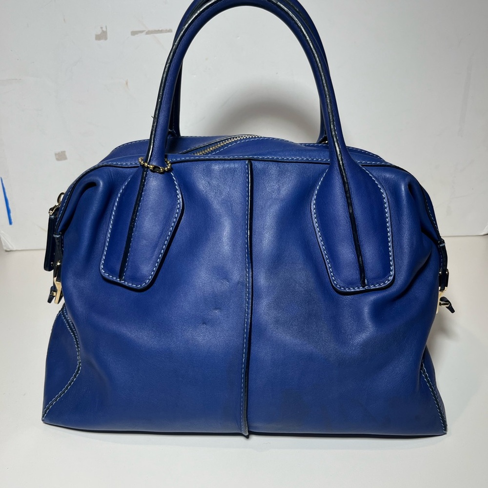 TOD’S Cobalt Blue Leather Top Handle Bag | Gold Hardware